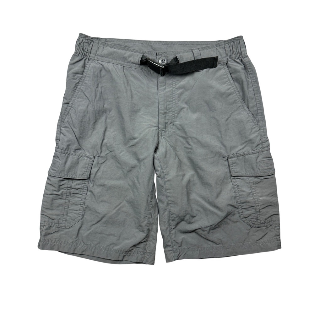 Eddie Bauer Mens Small Nylon Cargo Shorts 10" Gray Belted Hiking Outdoor